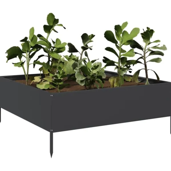 New højbed 100x100x25 cm stål sort Plantningsbænke