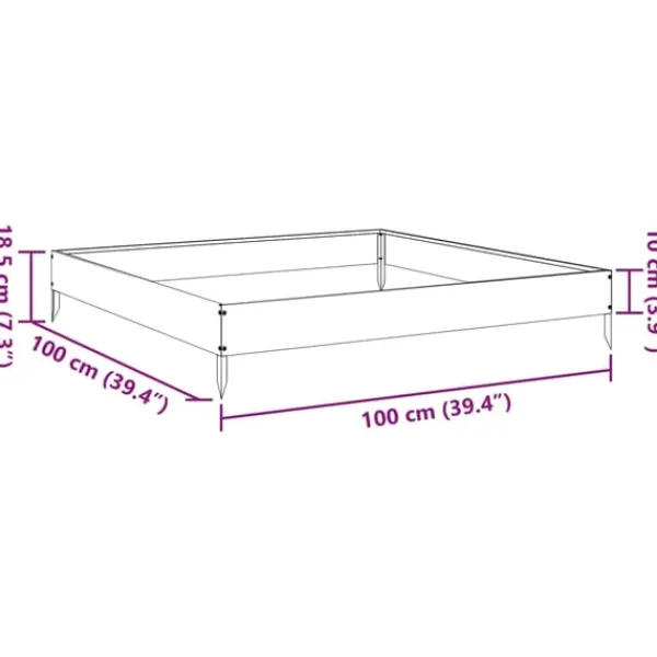 New højbed 100x100x18,5 cm stål sort Plantningsbænke
