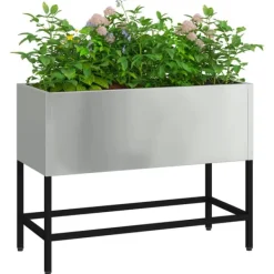 vidaXL Krukker & Plantebeholdere^Hævet haveplante Sølv 60 x 26 x 45 cm Galvaniseret stål
