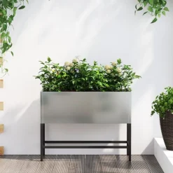 vidaXL Krukker & Plantebeholdere^Hævet haveplante Sølv 60 x 26 x 45 cm Galvaniseret stål