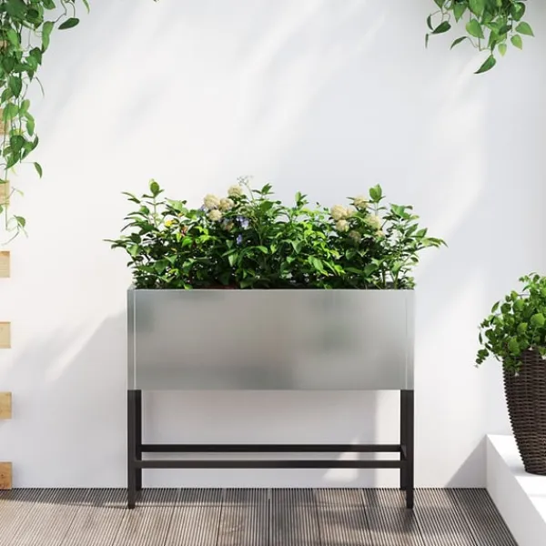 vidaXL Krukker & Plantebeholdere^Hævet haveplante Sølv 60 x 26 x 45 cm Galvaniseret stål