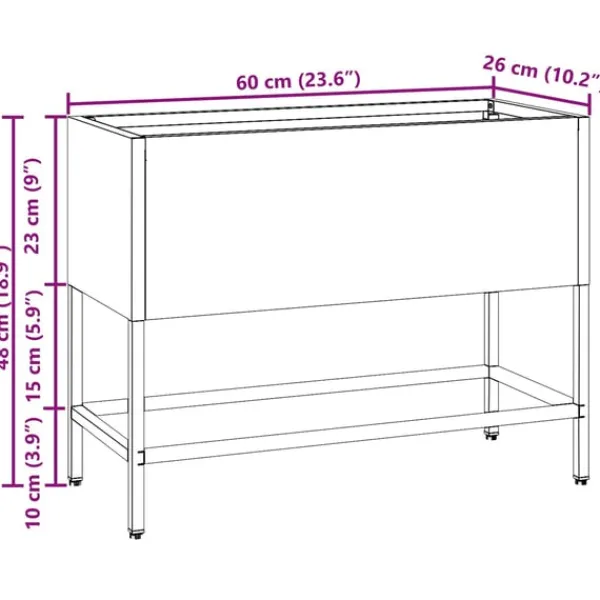 vidaXL Krukker & Plantebeholdere^Hævet haveplante Sølv 60 x 26 x 45 cm Galvaniseret stål
