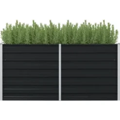 New hævet plantekasse 160x80x77 cm galvaniseret stål antracitgrå - Plantekrukker Krukker & Plantebeholdere