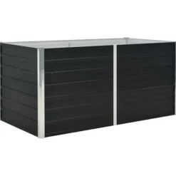 New hævet plantekasse 160x80x77 cm galvaniseret stål antracitgrå - Plantekrukker Krukker & Plantebeholdere