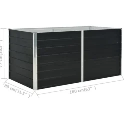 New hævet plantekasse 160x80x77 cm galvaniseret stål antracitgrå - Plantekrukker Krukker & Plantebeholdere