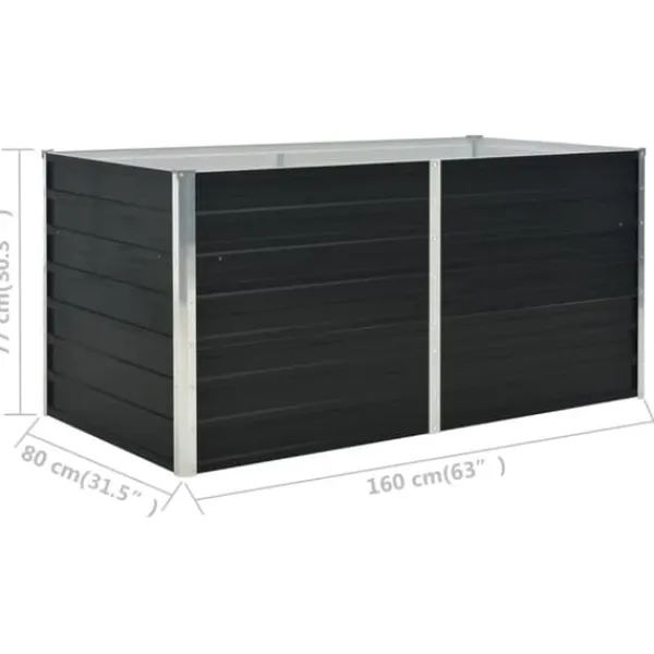New hævet plantekasse 160x80x77 cm galvaniseret stål antracitgrå - Plantekrukker Krukker & Plantebeholdere