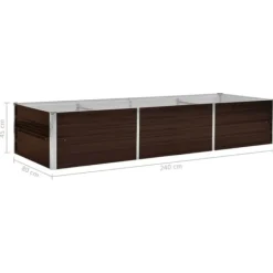 vidaXL Krukker & Plantebeholdere^hævet plantekasse 240x80x45 cm galvaniseret stål brun - Plantekrukker
