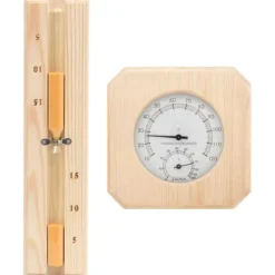 Online 2-i-1 saunasæt hygrometer og timeglas massivt fyrretræ Sauna