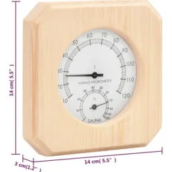 vidaXL Sauna^2-i-1 saunasæt hygrometer og timeglas massivt fyrretræ - Saunatilbehør