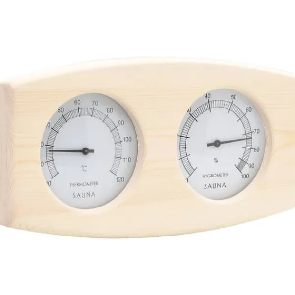 vidaXL Sauna^2-i-1 saunasæt med hygrometer og timeglas massivt fyrretræ - Saunatilbehør
