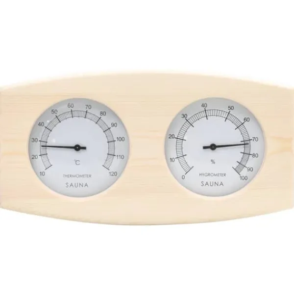 vidaXL Sauna^2-i-1 saunasæt med hygrometer og timeglas massivt fyrretræ - Saunatilbehør
