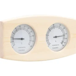 Clearance 2-i-1 saunasæt med hygrometer og timeglas massivt fyrretræ Sauna
