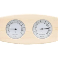 Clearance 2-i-1 saunasæt med hygrometer og timeglas massivt fyrretræ Sauna