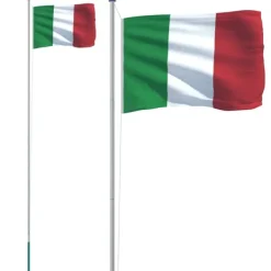 vidaXL Flag & Vindposer^Italien flag og flagstang 6,23 m aluminium