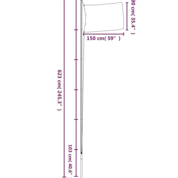 vidaXL Flag & Vindposer^Italien flag og flagstang 6,23 m aluminium