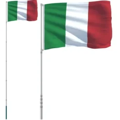 vidaXL Flag & Vindposer^Italien flag og flagstang 5,55 m aluminium