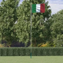 vidaXL Flag & Vindposer^Italien flag og flagstang 6,23 m aluminium - Flag & vimpler