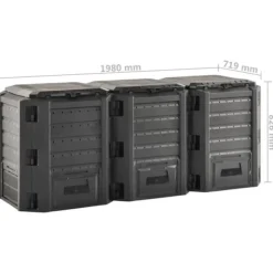 vidaXL Kompostering^kompostbeholder 1200 l sort - Kompostbeholdere