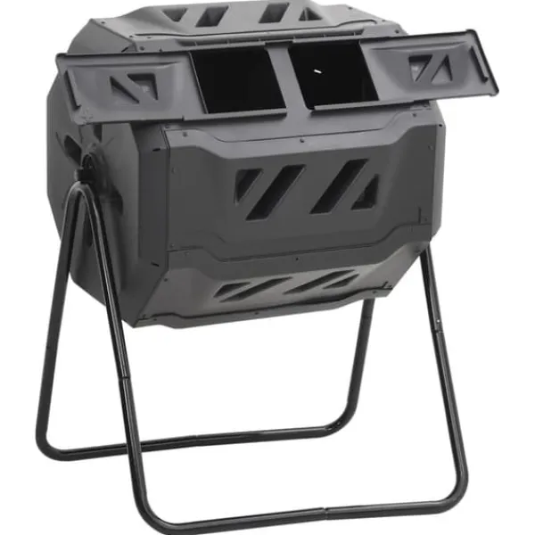 vidaXL Kompostering^kompostbeholder til have 73x64x95 cm 160 l sort - Kompostbeholdere