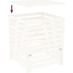 vidaXL Kompostering^kompostbeholder 82,5x82,5x99,5 cm massivt fyrretræ hvid - Kompostbeholdere