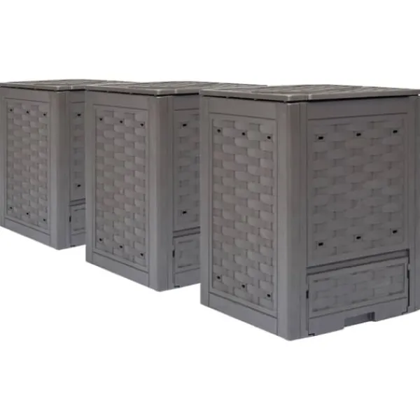 Outlet kompostbeholdere 3 stk. 60 x 60 x 83 cm 900 l brun - Kompostbeholdere Kompostering