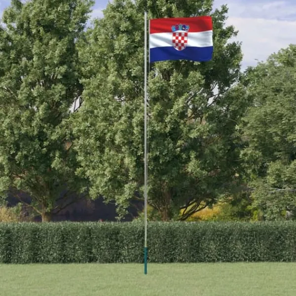 vidaXL Flag & Vindposer^Kroatien flag og flagstang 6,23 m aluminium - Flag & vimpler