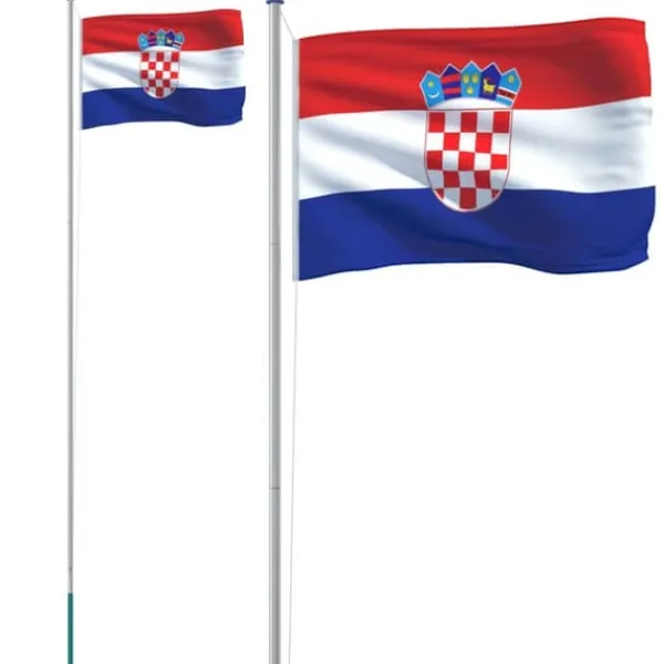 vidaXL Flag & Vindposer^Kroatien flag og flagstang 6,23 m aluminium - Flag & vimpler