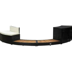 vidaXL Spa & Udendørsbad^omkrans til spa polyrattan og akacietræ sort
