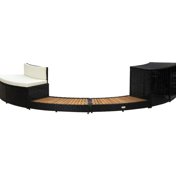 vidaXL Spa & Udendørsbad^omkrans til spa polyrattan og akacietræ sort