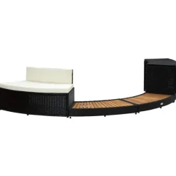 vidaXL Spa & Udendørsbad^omkrans til spa polyrattan og akacietræ sort