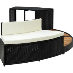vidaXL Spa & Udendørsbad^omkrans til spa polyrattan og akacietræ sort