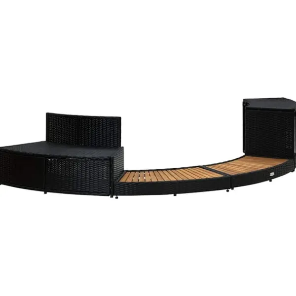 vidaXL Spa & Udendørsbad^omkrans til spa polyrattan og akacietræ sort