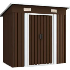 New opbevaringsskur til haven 194x121x181 cm stål brun - Skure & Redskabsskure Skure, Garager & Carports