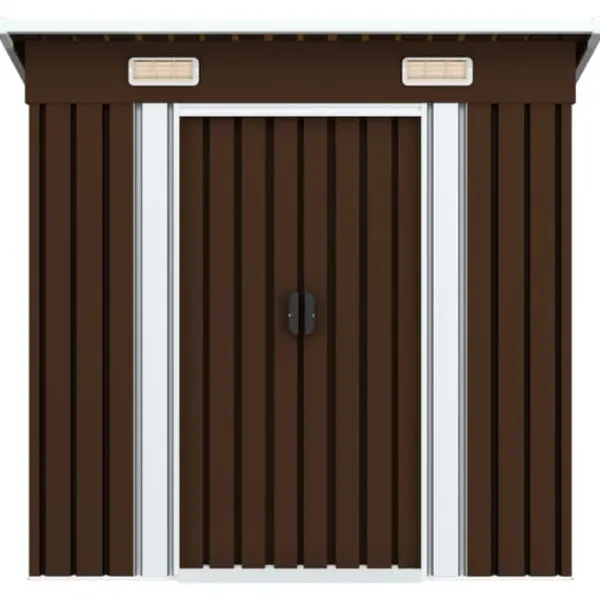 New opbevaringsskur til haven 194x121x181 cm stål brun - Skure & Redskabsskure Skure, Garager & Carports