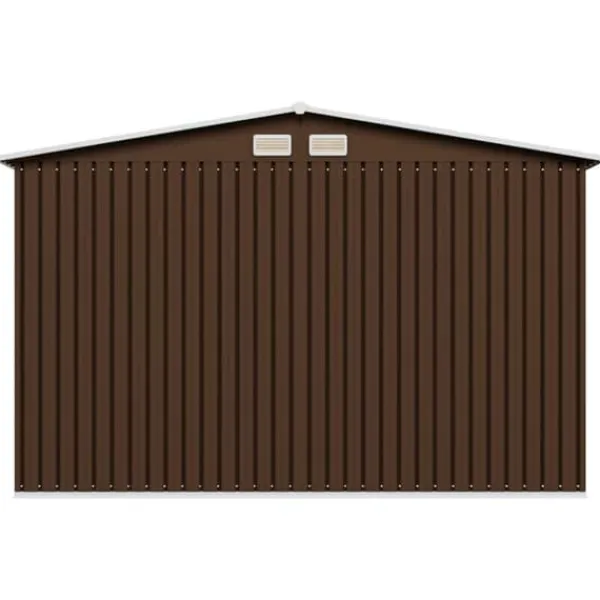 Outlet opbevaringsskur til haven 257x205x178 cm stål brun - Skure & Redskabsskure Skure, Garager & Carports