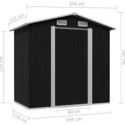 Best opbevaringsskur til haven 204x132x186 cm stål antracitgrå - Skure & Redskabsskure Skure, Garager & Carports