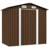 Discount opbevaringsskur til haven 204x132x186 cm stål brun - Skure & Redskabsskure Skure, Garager & Carports