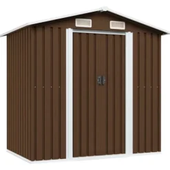 Discount opbevaringsskur til haven 204x132x186 cm stål brun - Skure & Redskabsskure Skure, Garager & Carports