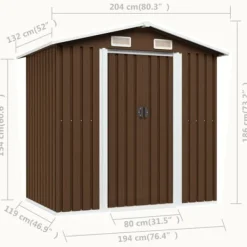 Discount opbevaringsskur til haven 204x132x186 cm stål brun - Skure & Redskabsskure Skure, Garager & Carports