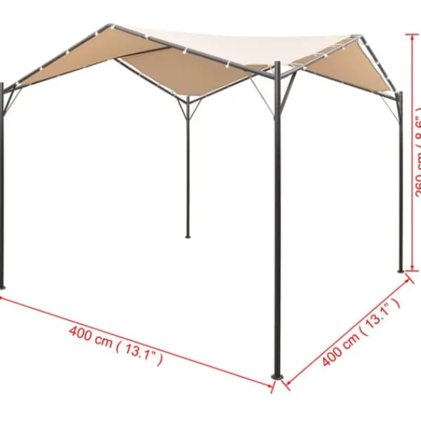 vidaXL Telte & Lysthuse^pavillon 4 x 4 m stål beige - Festtelte & havepavilloner
