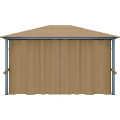 vidaXL Telte & Lysthuse^pavillon med gardin 400x300 cm aluminium gråbrun - Festtelte & havepavilloner