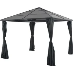 Clearance pavillon med gardin aluminium 3 x 3 m sort - Festtelte & havepavilloner Telte & Lysthuse