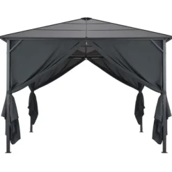 Clearance pavillon med gardin aluminium 3 x 3 m sort - Festtelte & havepavilloner Telte & Lysthuse