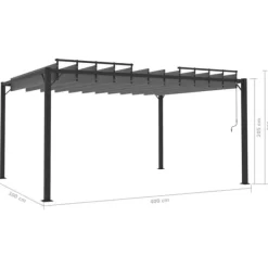 vidaXL Buer, Spalier, Lysthuse Uden Tag^pavillon med lameltag 3x4 m aluminium og stof antracitgrå - Festtelte & havepavilloner