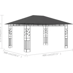 vidaXL Telte & Lysthuse^pavillon med myggenet 4x3x2,73 m 180 g/m² antracitgrå - Festtelte & havepavilloner