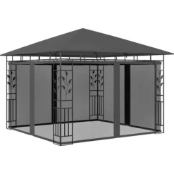 vidaXL Telte & Lysthuse^pavillon med myggenet 3x3x,2,73 m 180 g/m² antracitgrå - Festtelte & havepavilloner
