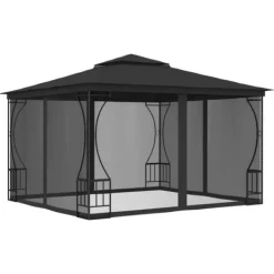 vidaXL Telte & Lysthuse^pavillon med net 300x300x265 cm antracitgrå - Festtelte & havepavilloner
