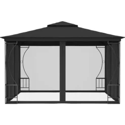 vidaXL Telte & Lysthuse^pavillon med net 300x300x265 cm antracitgrå - Festtelte & havepavilloner