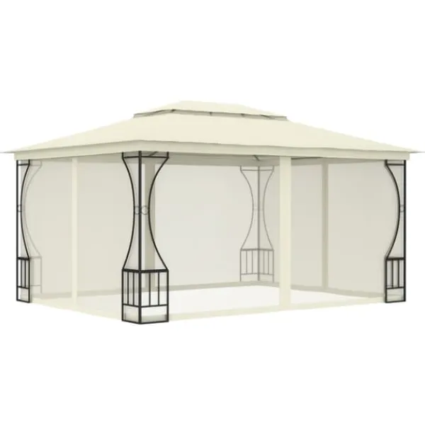 Discount pavillon med net 300x400x265 cm cremefarvet - Festtelte & havepavilloner Telte & Lysthuse