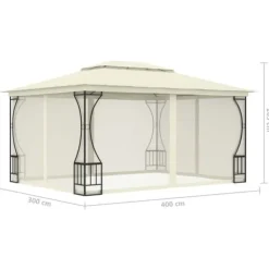 Discount pavillon med net 300x400x265 cm cremefarvet - Festtelte & havepavilloner Telte & Lysthuse